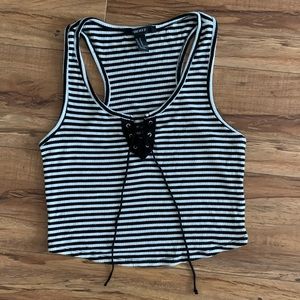 Forever21 Size M Knit Crop Top with Lace Up Front
